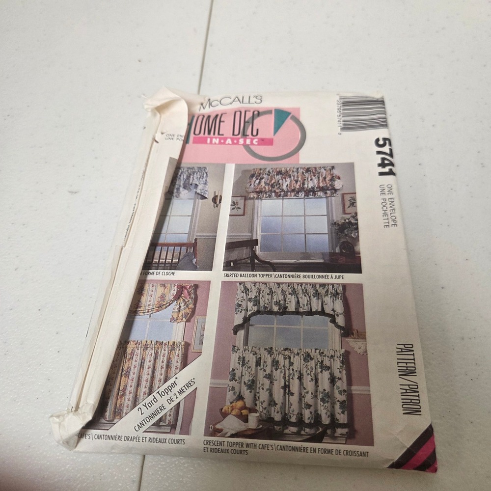 Vintage McCalls 5741 Home Dec In-A-Sec Window Treatment Sewing Pattern Valances